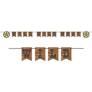 Western Cowboy Party Cardboard Wild Wild West Banner Sign Decoration - Picture 1 of 1
