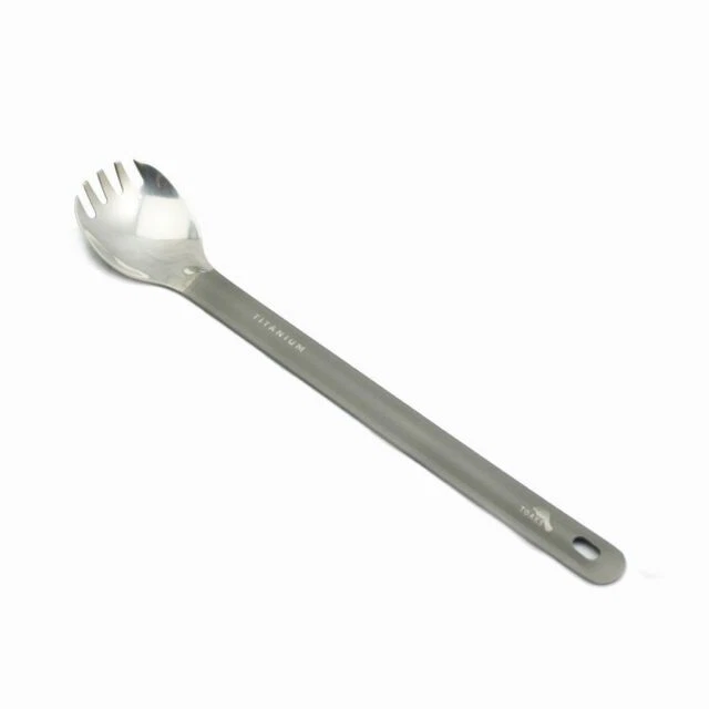 TOAKS Slv-14 8.7" Titanium Handle Spork with Bowl - Silver