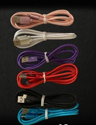 6 Pack 3 Ft resistant fast charger cables for iPhone 13 12 11 X XR 8 7 - Image 1 of 3