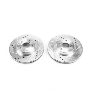 Disc Brake Rotor Set-Front Drilled, Slotted and Zinc Plated Brake Rotor Pair - Picture 1 of 4