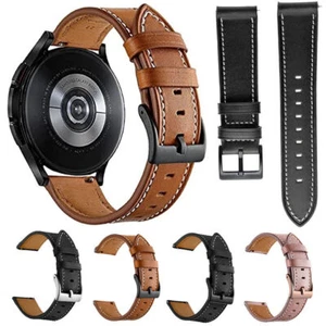 20mm 22mm Classic Genuine Leather Band Strap Quick fit for Samsung Huawei Watch - Picture 1 of 21