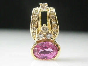 2Ct Oval Cut Pink Sapphire Diamond Womens Wedding Pendant 14K Yellow Gold Plated - Picture 1 of 8