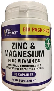 Zinc & Magnesium Plus Vitamin B6 Reduction Of Tiredness & Fatigue - Picture 1 of 3