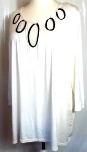 NEW EMILY πΊ CREAM & BLACK STRETCH KEYHOLE TOP πΊ SIZE 18 OR 22 # 482* - Picture 1 of 3