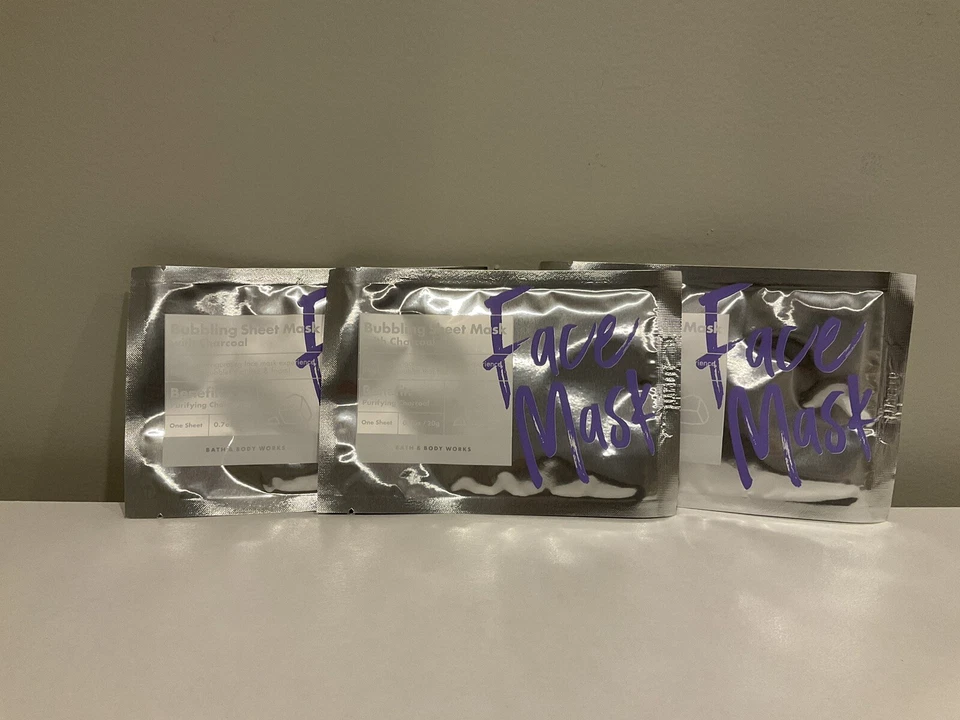 *PACK DE 3* Bath & Body Works HOJA BURBUJEANTE MASCARILLAS FACIALES Carbón Purificante 20g Foto 1 de 1