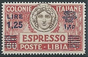 1936 LIBIA ESPRESSO 1,25 LIRE LUSSO VARIETà CENTRO SPOSTATO MNH ** - ED684-2 - Picture 1 of 1