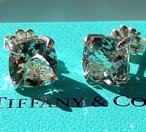 Tiffany & Co. Green Amethyst Light Sparklers Stud Earrings Sterling Silver - Picture 1 of 11