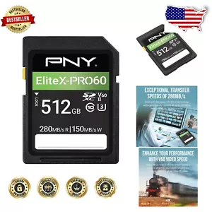512GB EliteX SD Card with V60 Speed: Perfect for 4K UHD & Full HD Video Capture - Picture 1 of 10