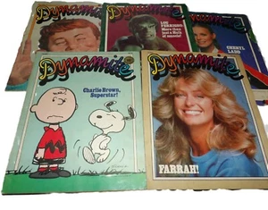 Vintage Dynamite Zeitschriften Lot 5 mit Farrah Fawcett, MAD, Hulk, Peanuts, Ladd - Bild 1 von 23