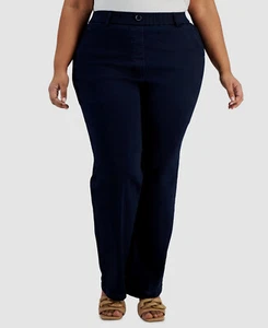 $89 Kasper Women's Blue Mid-Rise Flared Dress Pants Plus Size 14W - Picture 1 of 4