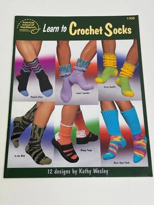 American School of Needlework Learn to Crochet Socks Pattern 1308 - Image 1 of 3