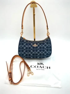 CAF82 Coach Denim/Natural Teri Shoulder Bag Signature Denim Outlet Products NWT - Picture 1 of 18