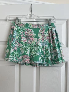 Lilly Pulitzer Girls Luxletic Mini Bacio Skort UPF 50+ Spearmint Blossom Views - Picture 1 of 3