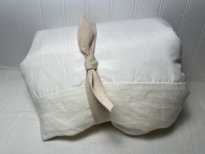 West Elm European Flax Linen Bed Skirt Queen~White Read - Image 1 of 4