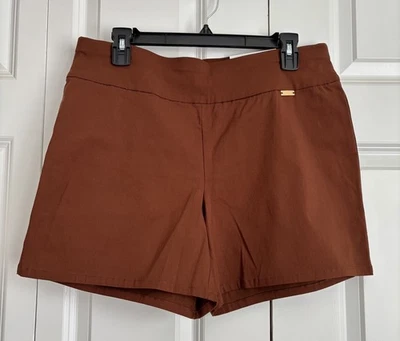 INC INTERNATIONAL CONCEPT PANTALÓN CORTO MUJER TALLA 12 PULLON CHINO MARRÓN ELÁSTICO Foto 1 de 4