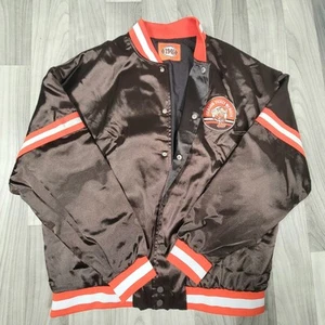 Giacca Cleveland Browns adulto L biglietto stagione membro bomber marrone NFL raso - Foto 1 di 13