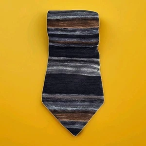J.T. Beckett Seidenkrawatte schwarz grau braun gestreift Herren Designer Krawatte 100% Italien - Bild 1 von 5
