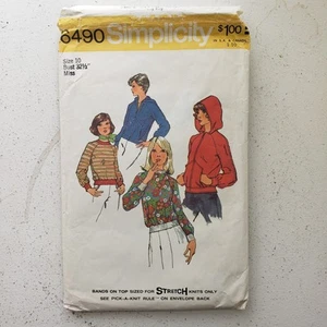 1970s Vintage 32.5" Bust Simplicity 6490 Hoody Jacket Top Sewing Pattern - Picture 1 of 7