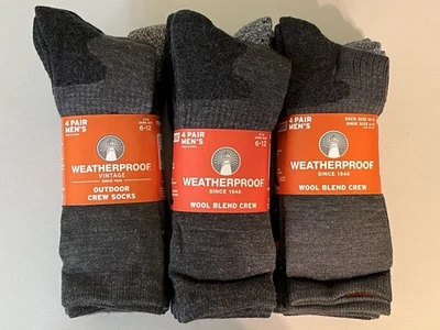 Weatherproof Vintage Men's Wool Blend Crew Socks 12 Pack Shoe Size 6-12 - Image 1 of 4