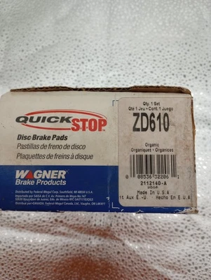 Juego de pastillas de freno de disco-QuickStop pastillas de freno de disco Wagner ZD610 Foto 1 de 4