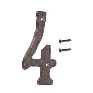 Números y letras de casa, número de dirección de hierro fundido de 6 pulgadas (número 4, marrón) - Imagen 1 de 7