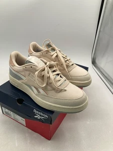 Reebok Club C Revenge Unisex Sneakers Size 8.5 Beige & Gray Canvas Tennis Shoes - Picture 1 of 15