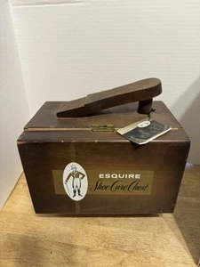Vintage Esquire Shoe Care Chest Wooden Shoe Shine Carry Box. New With Tags - Picture 1 of 9