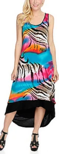 Kate & Mallory® Printed Stretch Knit Sleevels Hi-Lo Dress rainbow S Resort TANK - Bild 1 von 6