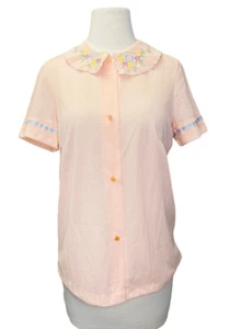 Vtg Gossard Artemis 60s Embroidered Bed Jacket Small - Medium Peach Pink Floral - Picture 1 of 12