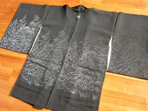 Giacca giapponese Haori Montsuki* nero kimono elegante Vintage 100% seta - Foto 1 di 20