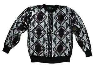 Stefano Man Vintage Sweater Size XL Aztec Banded Waist Grandpa Baggy Distressed - Picture 1 of 4