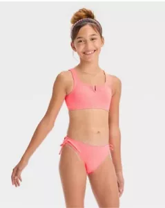 Nuevo con etiquetas Traje de baño Bikini acanalado Rosa Naranja Coral Clase Artística Niñas Talla M 8 - Imagen 1 de 5