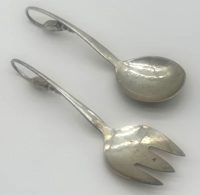 Винтажная ковшовая и сервировочная вилка Orla Vagn Mogensen Blossom из чистого серебра 35 - Изображение 1 из 4