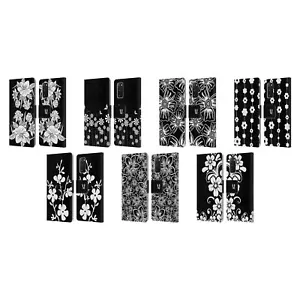 HEAD CASE DESIGNS BNW FLORAL LEATHER BOOK WALLET CASE COVER FOR SAMSUNG PHONES 1 - Picture 1 of 13