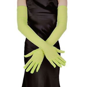 Womens Sheer Mesh Long Gloves Stretchy Solid Color Mittens for Sun Protection