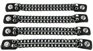 Vest Extender 2 Row Black Chain Biker MC Jacket Motorcycle Snap-4 pc - Bild 1 von 7