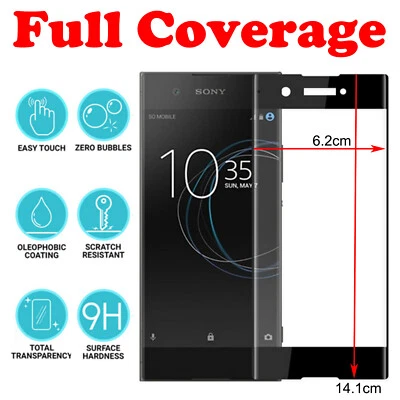 For Sony Xperia XA1 Full Glue 5D Tempered Glass Screen Protector- Black - image 1 of 4