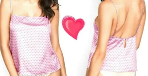Victoria's Secret SATIN TRÄGERTOP PYJAMA OBERTEIL SCHLAF ROSA RAUTENPUNKTE Größe M 29,50 $ - Bild 1 von 11