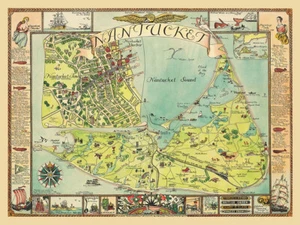1946 Karte von Nantucket Massachusetts illustriert - Bild 1 von 3