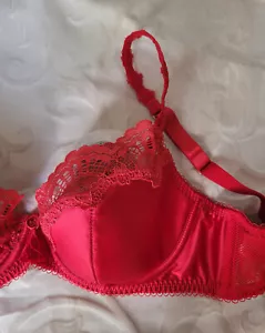 Dita Von Teese Star Lift Satin Red Balconette Bra Size 12D / 34D NEW - Picture 1 of 9
