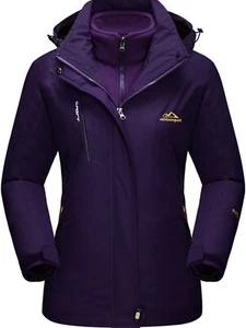 Women’s Purple 3 In 1 Ski Jacket Water/Wind Resist Outdoor Sport - Size M - Picture 1 of 4