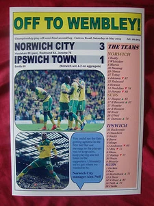 Norwich City 3 Ipswich Town 1 - Norwich at Wembley - 2015 - souvenir print - Picture 1 of 1