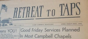 Rare Camp Campbell Ky 1944 Newspaper Retreat To Taps Wrapped On Cardboard. - Picture 1 of 8