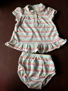 Faded Glory Baby Mädchen 0-3 Monate Kleid mit Unterhose gestreift mehrfarbig - Bild 1 von 6