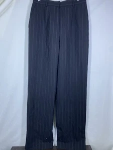 Lauren Ralph Lauren Dress Pants Womens 8 Black Wool Pinstriped 30” Inseam Formal - Picture 1 of 9