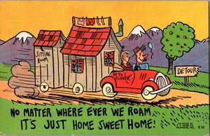 Cartolina Dove Ever We Roam Its Home Dolce Casa Auto Tira fuori casa spedita 1943 - Foto 1 di 2