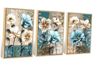 3 pcs Lotus Canvas Wall Art Gold and Blue Lotus Painting 16inx24in poster - Picture 1 of 7