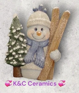 Clay Magic Snowman w/ Ski Ready to Paint Unpainted You Paint Ceramic Bisque  - Picture 1 of 1