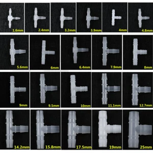 Plastic Tee Fitting 3 Way Equal Hose Barb Adapter for Fuel Liquid Air 1.6-15.8mm - Picture 1 of 23