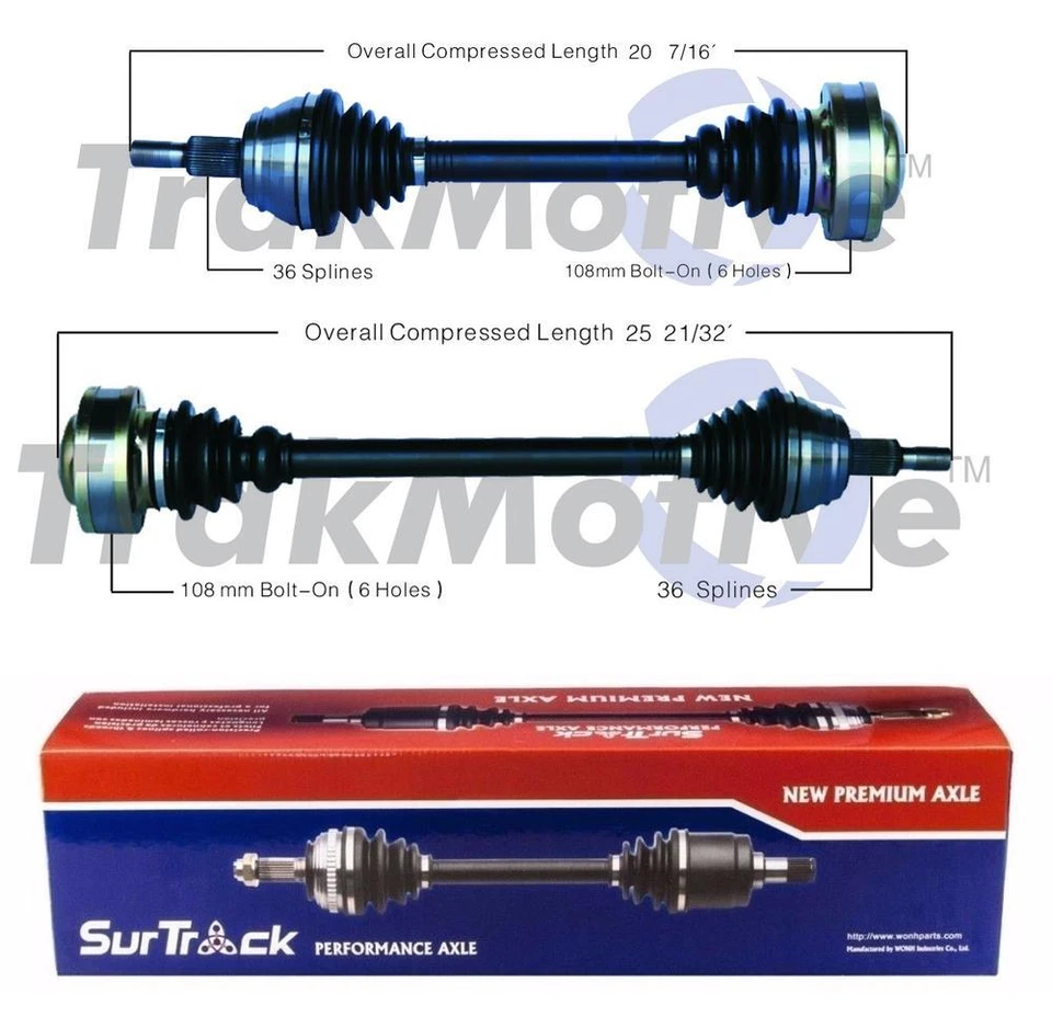 SurTrack Pair Set of 2 Front CV Axle Shafts For Audi TT Quattro 2000-2002 - Image 1 of 1